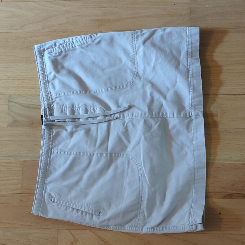 GAP Sz M Tan 100% Cotton Drawstring Waist Skirt with Four Pockets